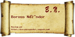 Boross Nándor névjegykártya