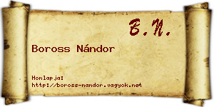 Boross Nándor névjegykártya